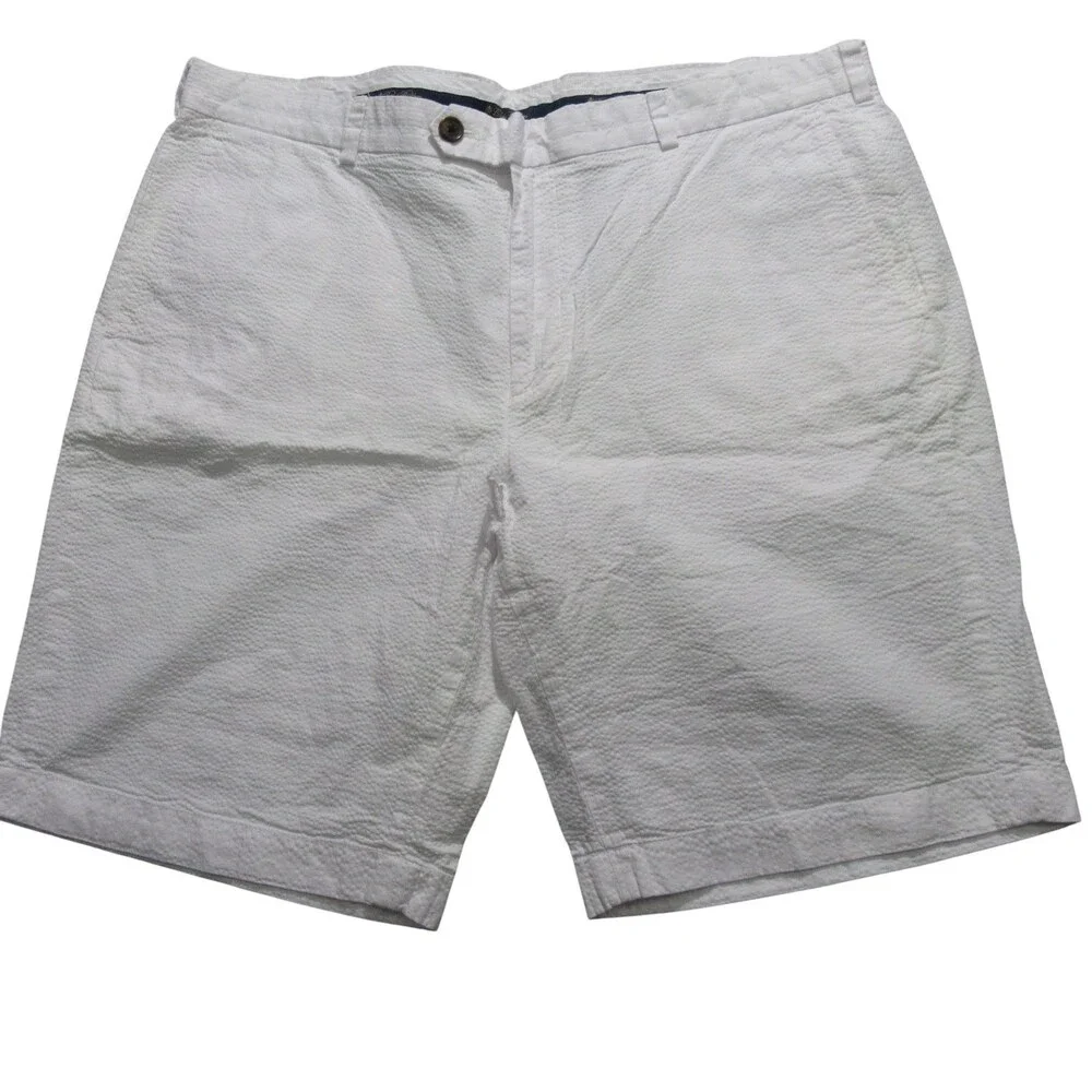 Brooks‎ Brothers Mens Bermuda Shorts 40 White Stretch 100% Cotton Button